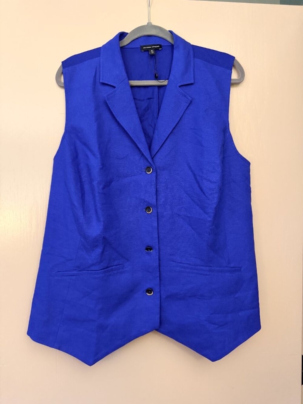 Universal Standard Tamsin Linen Vest Cobalt Blue M 18-20 NWT